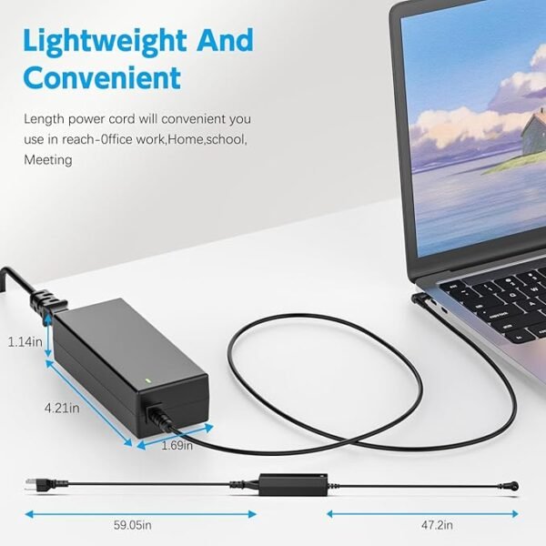 Lenovo 45W Charger for Chromebook | 20V 2.25A Adapter with Barrel Plug + Power Cable - Image 6