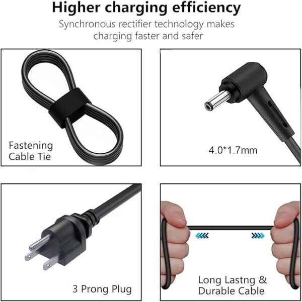 Lenovo 45W Charger for Chromebook | 20V 2.25A Adapter with Barrel Plug + Power Cable - Image 8