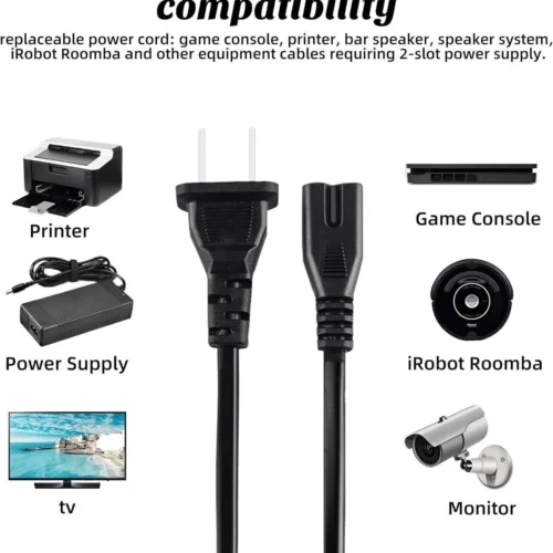 2 Pin Power Cord Replacement Cable