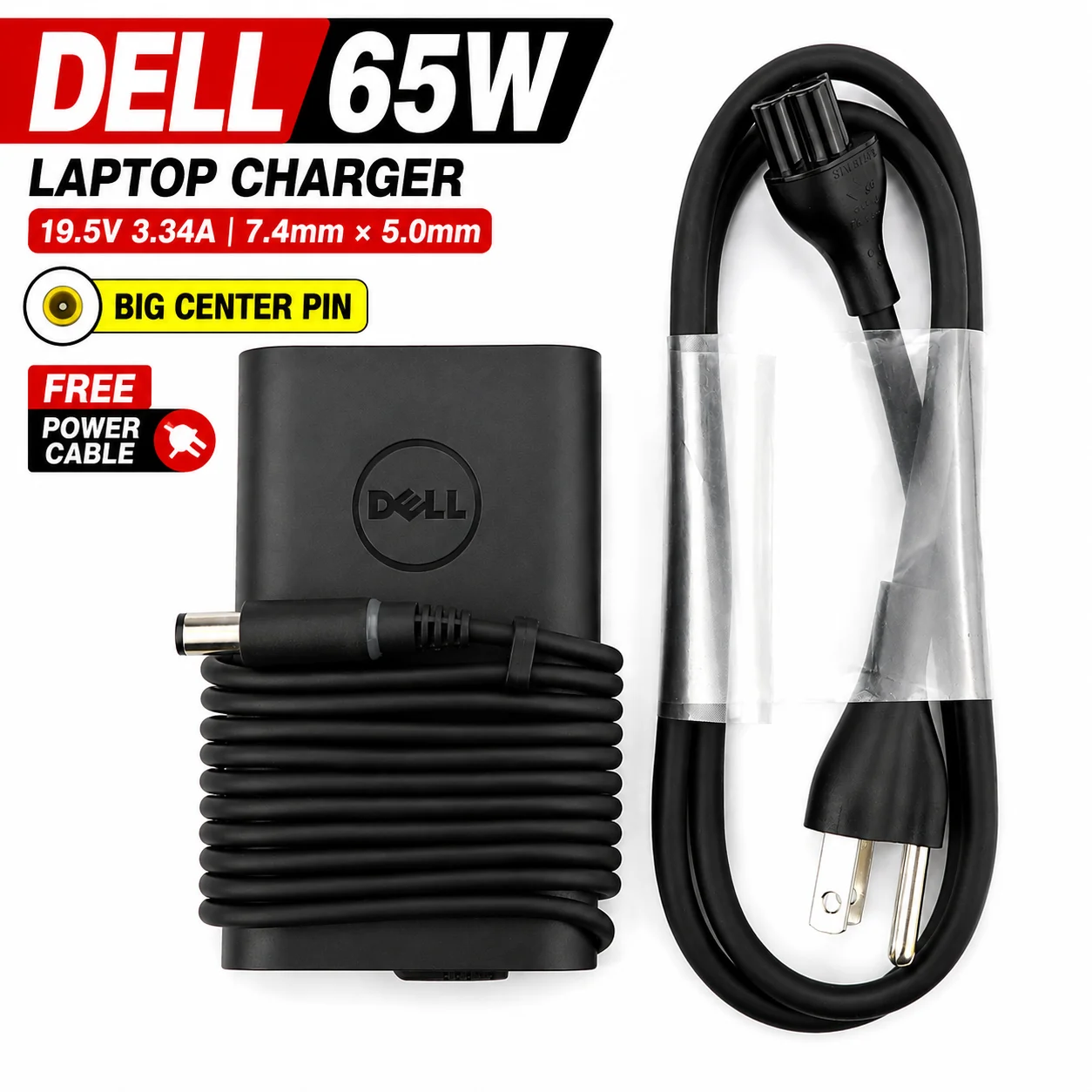 Dell 65W laptop charger 19.5V 3.34A